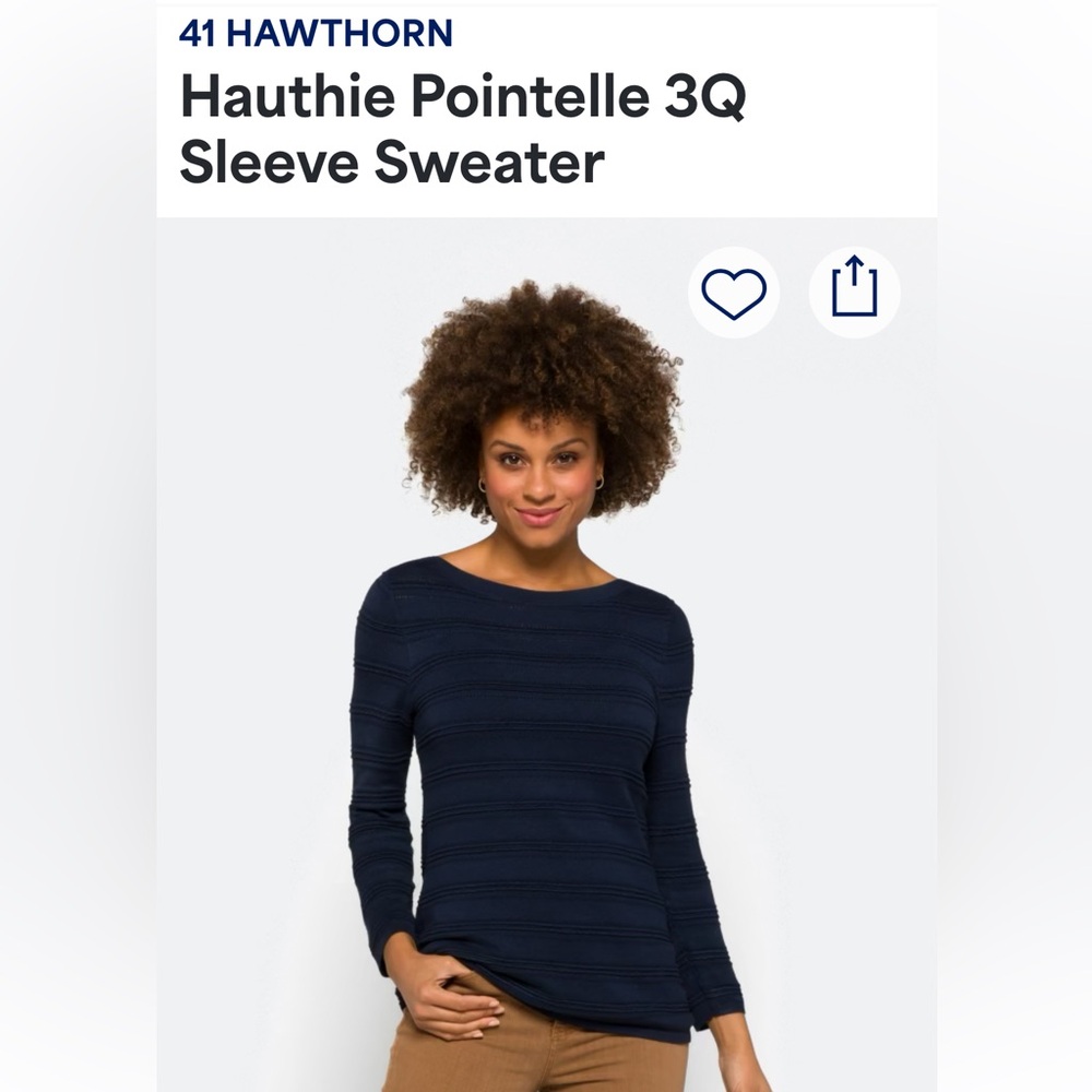 41 Hawthorn Hauthie Pointelle 3Q sleeve sweater